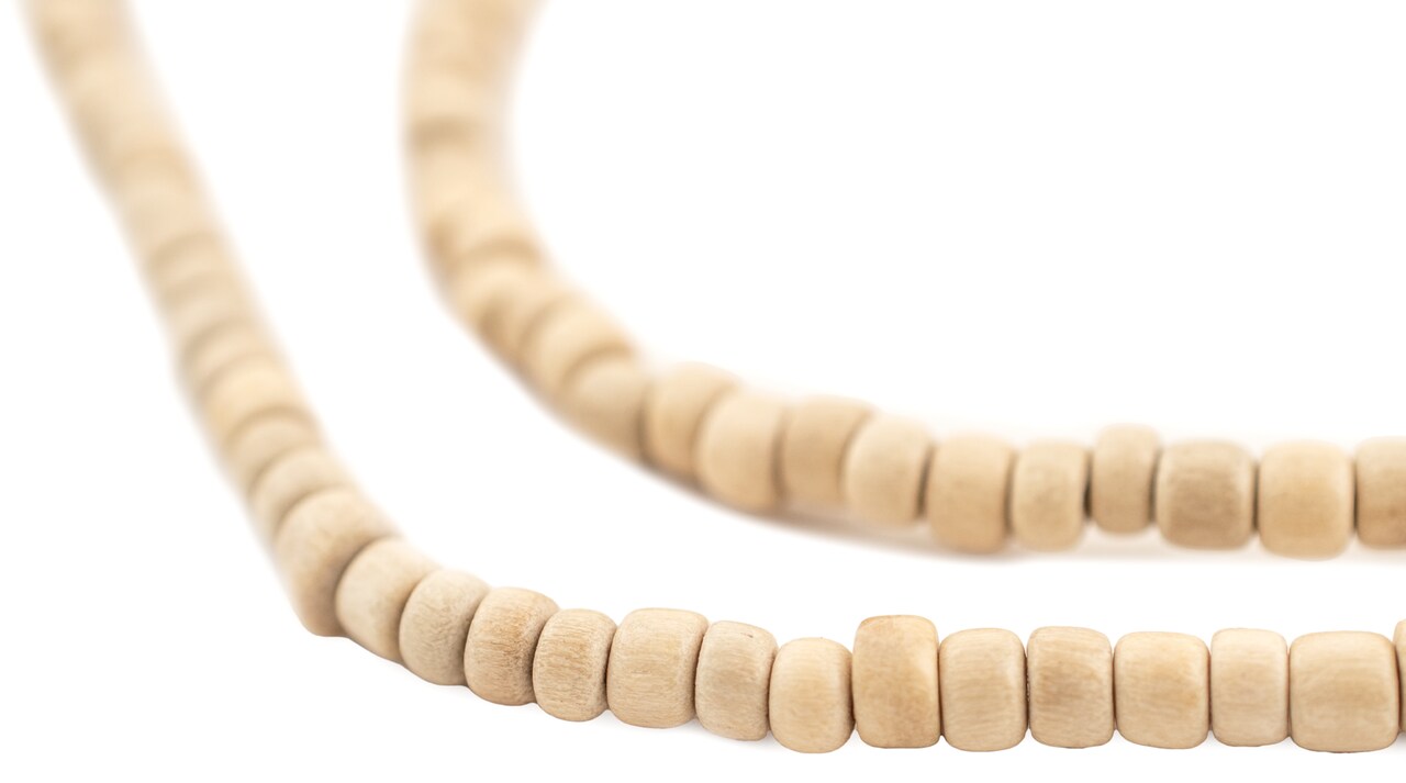 The Bead Chest Cream Nugget Natural Wood Beads (5mm): Organic Eco-Friendly Wooden Bead Strand for DIY Jewelry, Crafts, Necklace and Bracelet Making